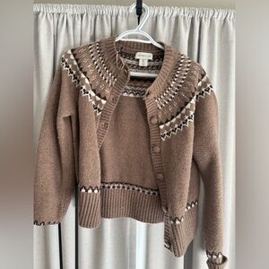 Sincerely Jules Brown and Cream Patterned Cardigan